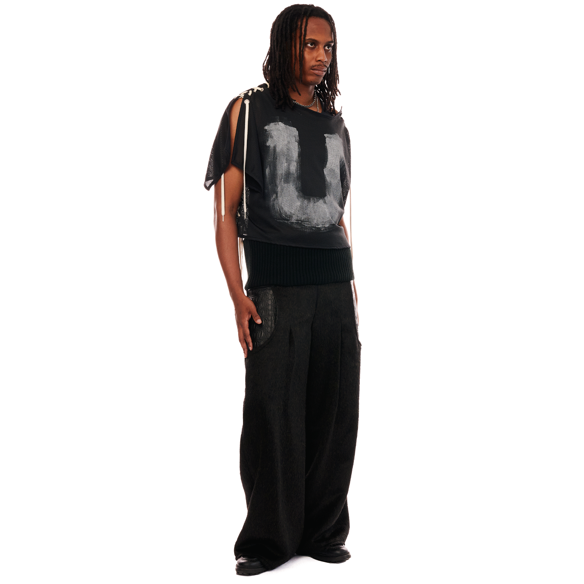 High Waisted Mohair Pleated Trousers, Black, OBAYIFO CAPSULE