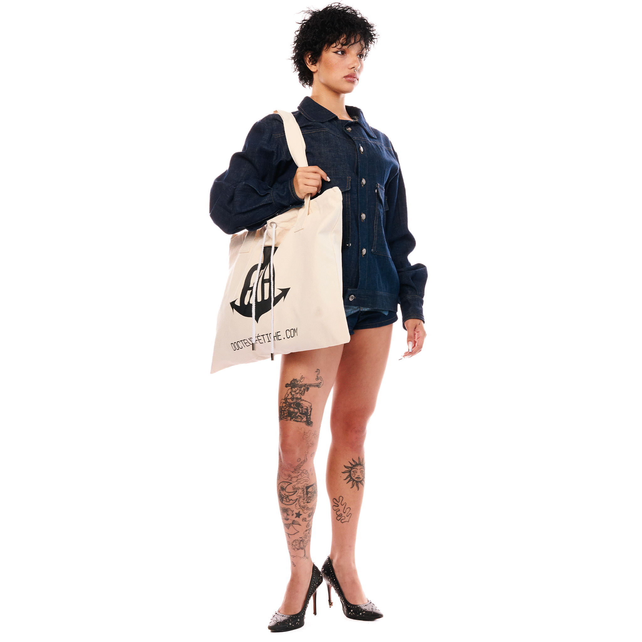 Cropped Denim Jean Jacket, Unisex, Indigo, ENFANT-SOLDAT COLLECTION
