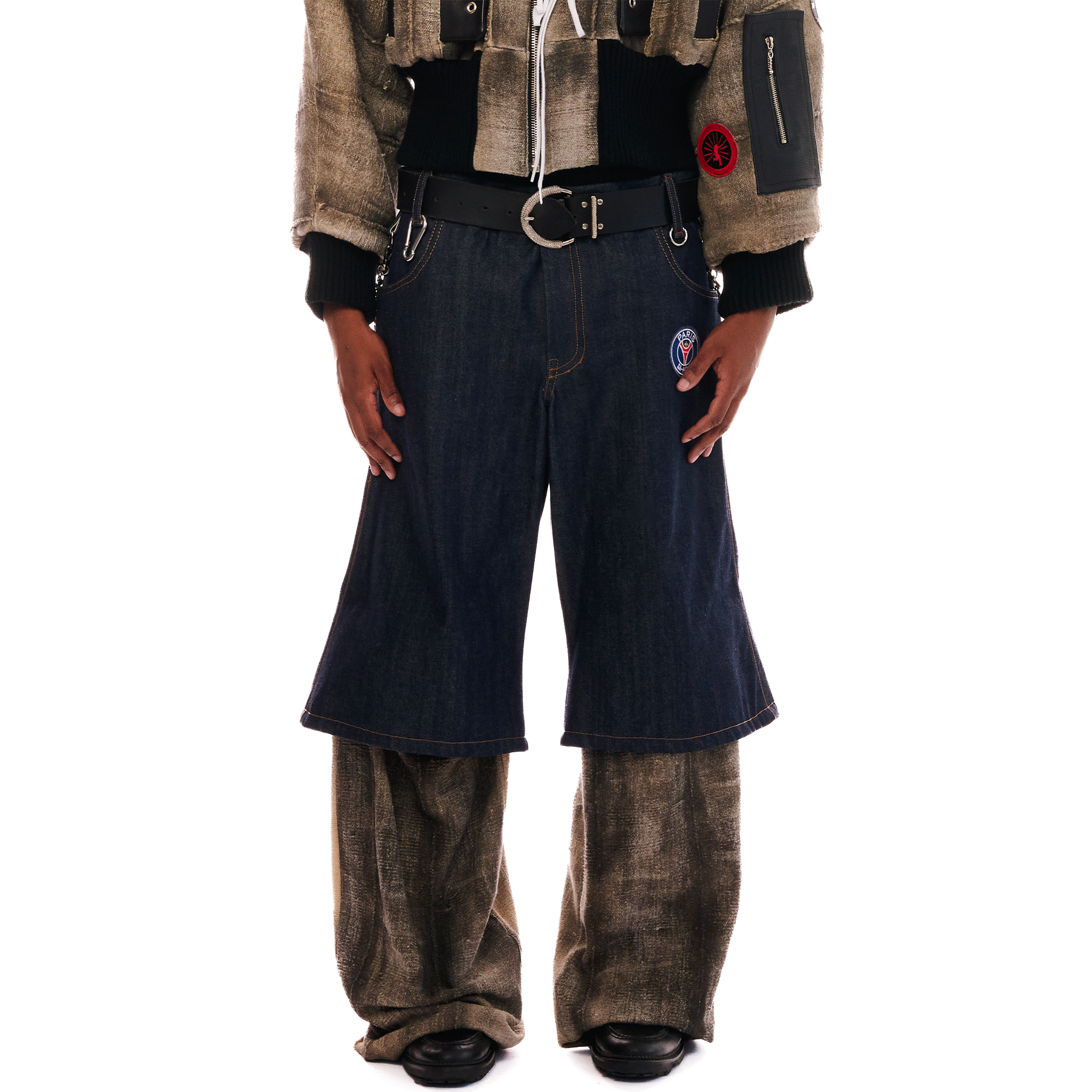 Trompe l'oeil Selvedge Denim Pants, Indigo Blue, FC SA-MÈRE CAPSULE