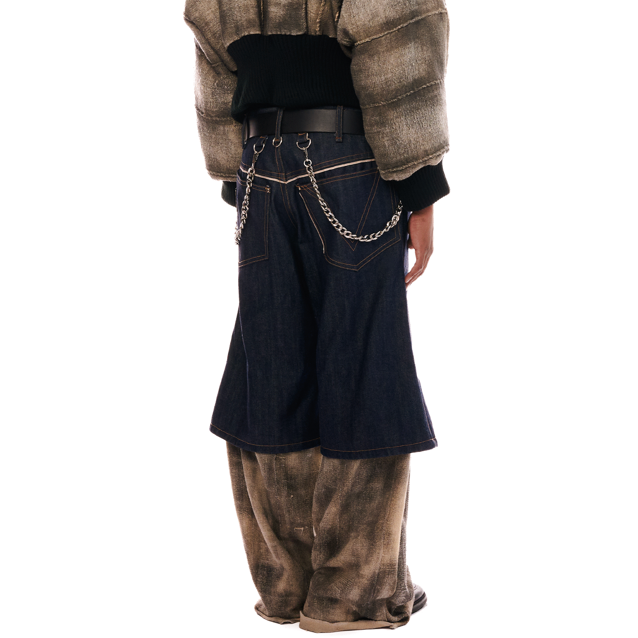 Trompe l'oeil Selvedge Denim Pants, Indigo Blue, FC SA-MÈRE CAPSULE