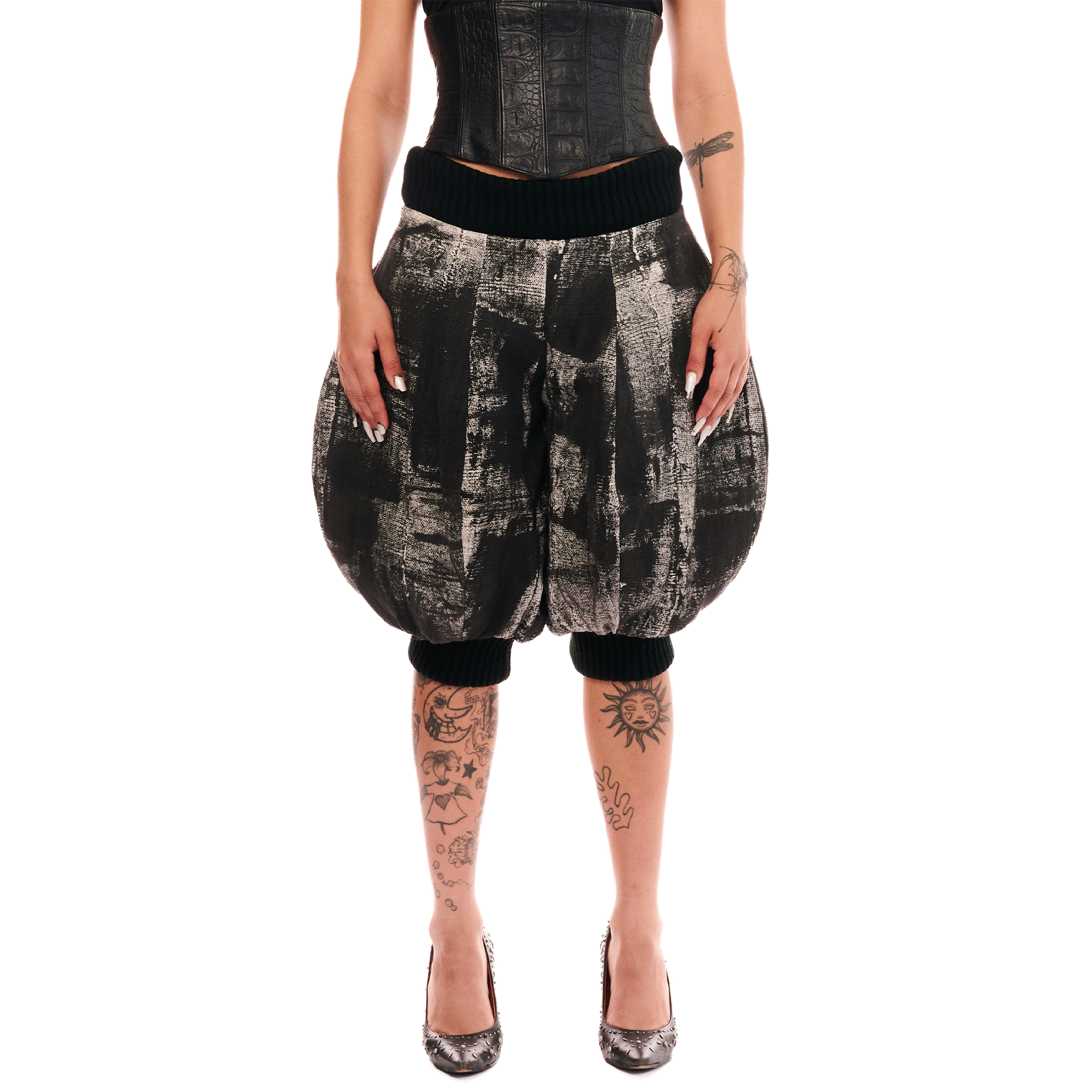 Puffer Shorts , Black & White, MINON CAPSULE