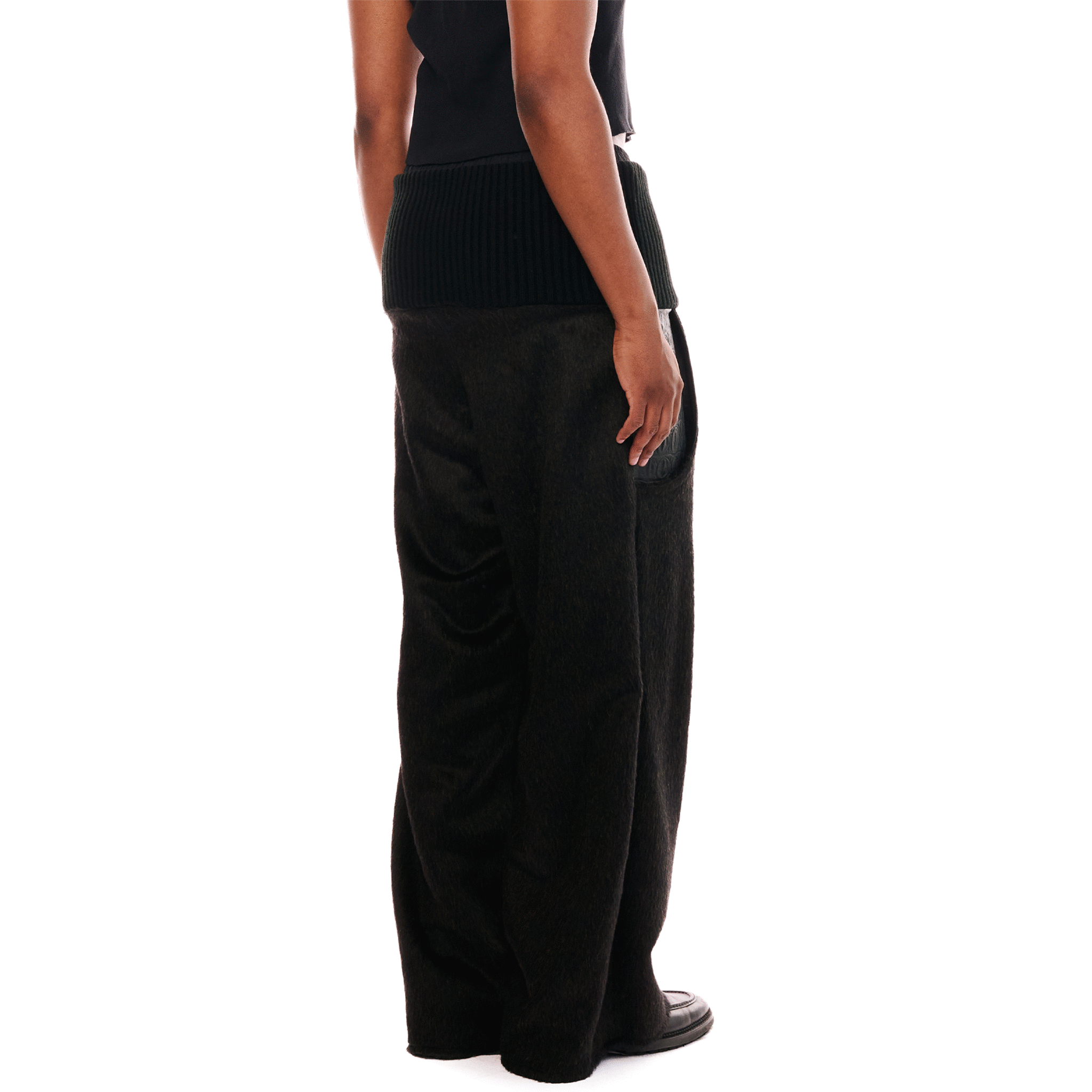 High Waisted Mohair Pleated Trousers, Black, OBAYIFO CAPSULE