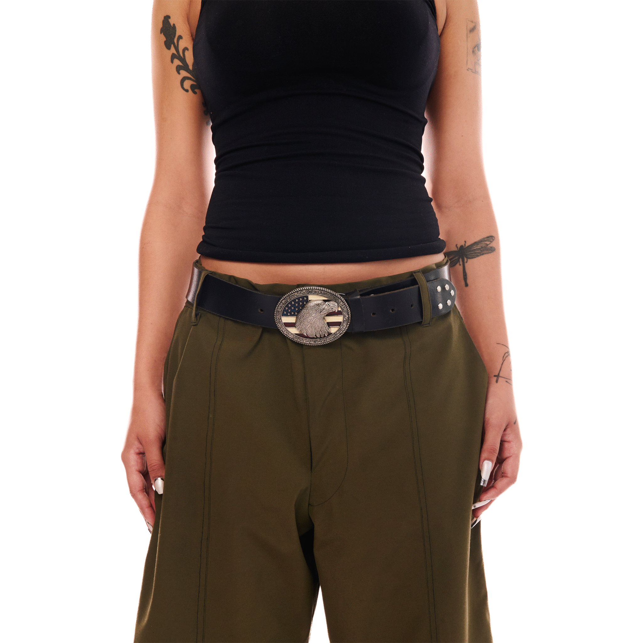 Freedom Eagle Leather Belt, Black, MY GUN MY FREEDOM CAPSULE