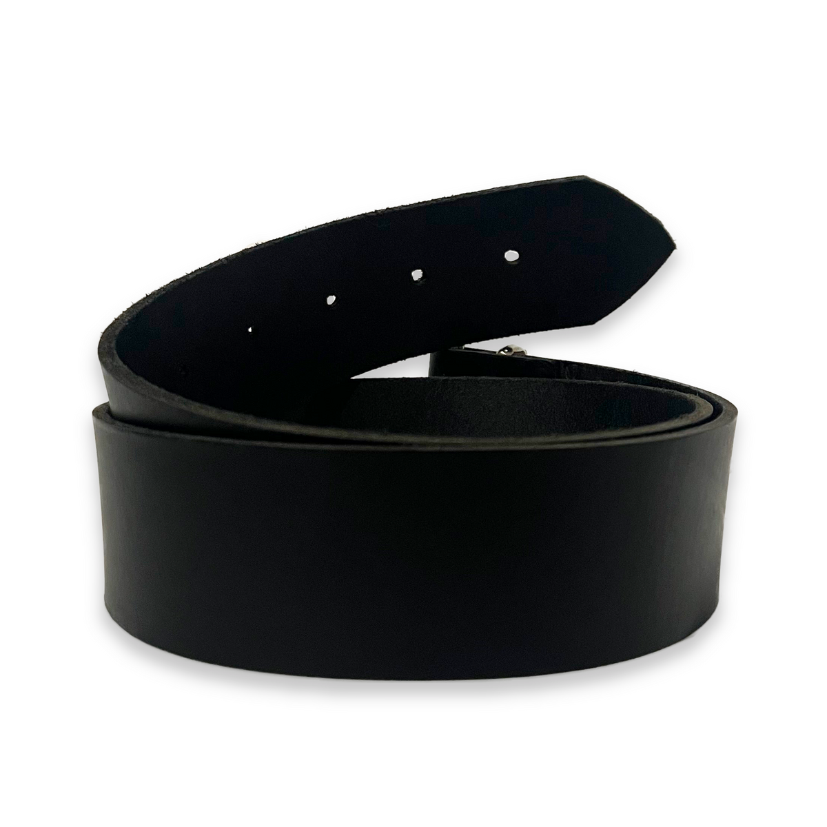 D-shape Buckle Leather Belt, Black, FC SA-MÈRE CAPSULE