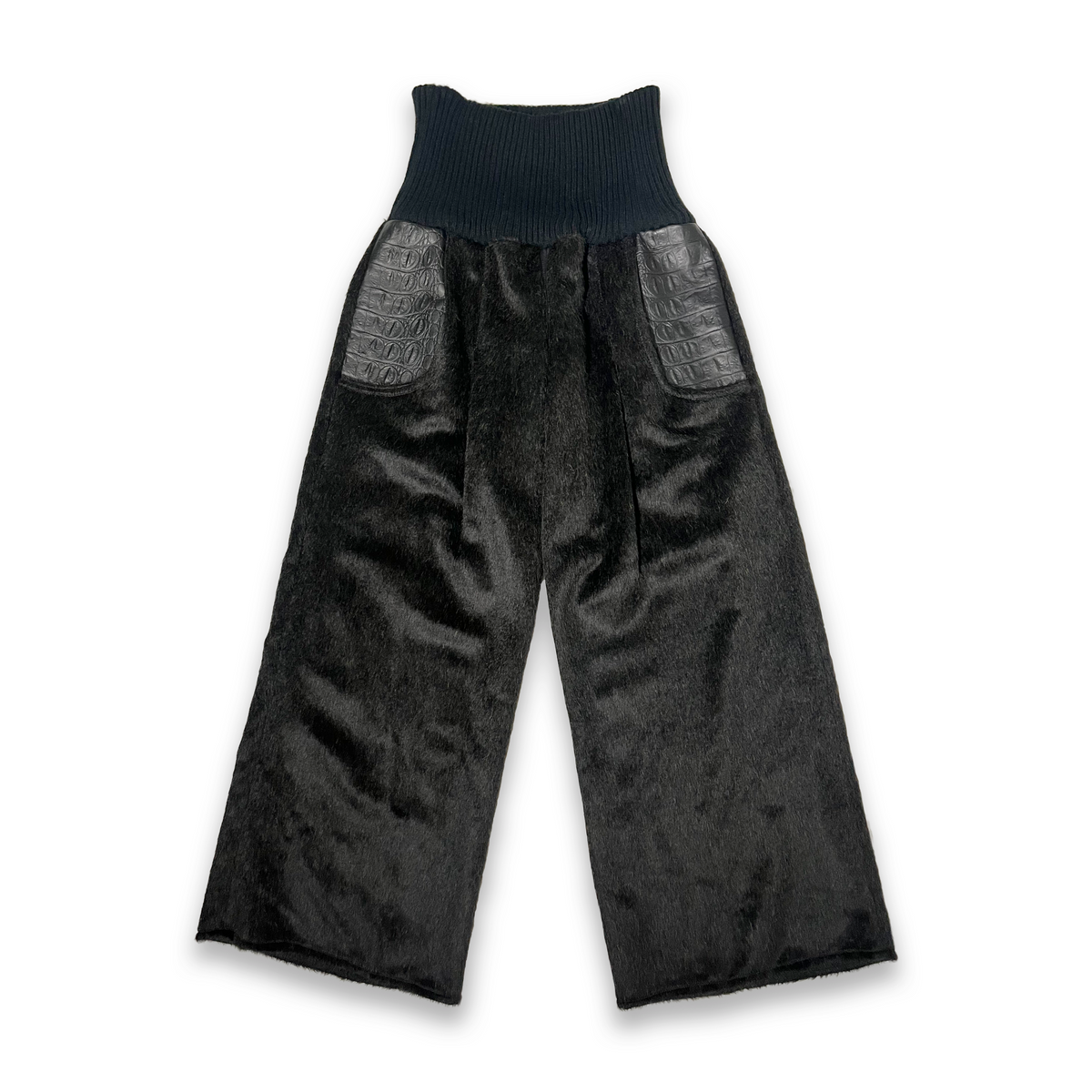 High Waisted Mohair Pleated Trousers, Black, OBAYIFO CAPSULE